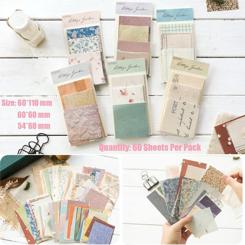BLEDS 501PCS Vintage Scrapbook Paper, Scrapbooking Supplies Set Journaling Kit Include 460pcs Thin Decorative Paper, 40pcs Flower Stickers, and 1 Double-Side Adhesive Tape for Junk Journal Ephemera Planner - Image 2